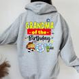 Grandma Of The Birthday Boy Toy Familly Matching Story Women Oversized Hoodie Back Print Sport Grey