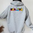 Grandpa Of The Birthday Girl Mouse Family Matching Women Oversized Hoodie Back Print Sport Grey