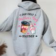 Groovy Our First Mother's Day Coffee Baby Milk Bottle Women Women Oversized Hoodie Back Print Sport Grey