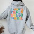 Groovy Goodbye Pre-K Hello Summer Last Day Of School Women Oversized Hoodie Back Print Sport Grey