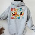 Groovy Grandma 70S Vibe Bday Colors Groovy Peace Sign Women Oversized Hoodie Back Print Sport Grey