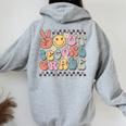Groovy Last Day Of School 2Nd Grade Peace Out Second Grade Women Oversized Hoodie Back Print Sport Grey