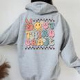 Groovy Last Day Of School 3Rd Grade Peace Out Third Grade Women Oversized Hoodie Back Print Sport Grey