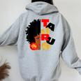 Half Face Taurus Black Queen Birthday Zodiac Curly Hair Women Oversized Hoodie Back Print Sport Grey