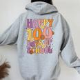 Happy 100 Days Of School For Teachers Retro Groovy 70S Women Oversized Hoodie Back Print Sport Grey