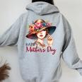 Happy Mother's Day Cute Floral Mom Mommy Grandma Womens Women Oversized Hoodie Back Print Sport Grey