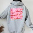 Howdy Southern Western Girl Country Rodeo Pink Disco Cowgirl Women Oversized Hoodie Back Print Sport Grey