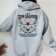 I'm A Mom Grandma And A Great Grandma Butterfly Mother's Day Women Oversized Hoodie Back Print Sport Grey