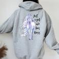 Just A Girl Who Loves Horses Horse Horseback Riding Women Oversized Hoodie Back Print Sport Grey