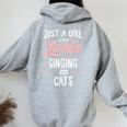 Just A Girl Who Loves Singing And Cats Women Women Oversized Hoodie Back Print Sport Grey
