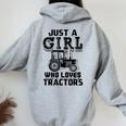 Just A Girl Who Loves Tractors Farmer Women Oversized Hoodie Back Print Sport Grey