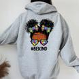 Be Kind Messy Bun Autism Awareness For Black Girls Women Oversized Hoodie Back Print Sport Grey