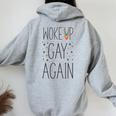 Lgbt Pride Rainbow Woke Up Gay Again Stars Women Oversized Hoodie Back Print Sport Grey