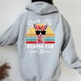 Llama Save Drama For Your Llama Mother Day Women Oversized Hoodie Back Print Sport Grey