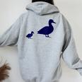 Mama Duck 1 Duckling Animal Family B Women Oversized Hoodie Back Print Sport Grey