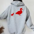 Mama Duck 1 Duckling Animal Family R Women Oversized Hoodie Back Print Sport Grey