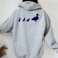 Mama Duck 3 Ducklings Animal Family B Women Oversized Hoodie Back Print Sport Grey