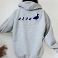 Mama Duck 4 Ducklings Animal Family B Women Oversized Hoodie Back Print Sport Grey