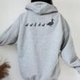 Mama Duck 5 Ducklings Animal Family G Women Oversized Hoodie Back Print Sport Grey