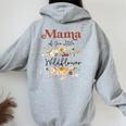 Mama Of The Little Wildflower Birthday Party Baby Shower Women Oversized Hoodie Back Print Sport Grey