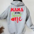 Mama Of The Sweet One Strawberry Summer First Birthday Women Oversized Hoodie Back Print Sport Grey