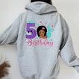 Mermaid Birthday Girl 5 Year Old Its My 5Th Birthday Mermaid Women Oversized Hoodie Back Print Sport Grey