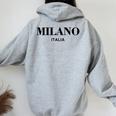 Milano Italia Retro Preppy Italy Girls Milan Souvenir Women Oversized Hoodie Back Print Sport Grey