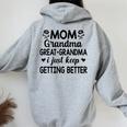 Mom Grandma Great Grandma I Just Keep Getting Better Mother Women Oversized Hoodie Back Print Sport Grey