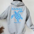 Nassau Bahamas Sea Turtle Boys Girls Toddler Souvenir Women Oversized Hoodie Back Print Sport Grey