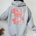 Next Stop Middle School Groovy Elementary School Graduation Women Oversized Hoodie Back Print Sport Grey