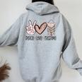 Peace Love Macrame Lover Boho Wall Hanging Bohemian Women Oversized Hoodie Back Print Sport Grey