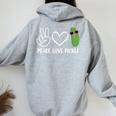 Peace Love Pickle Dancing Cucumber Pickle Squad Women Oversized Hoodie Back Print Sport Grey