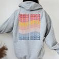 Piedras Negras City Groovy Retro Women Oversized Hoodie Back Print Sport Grey