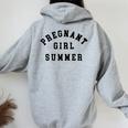 Pregnant Girl Summer Beach Pregnancy Announcement Women Oversized Hoodie Back Print Sport Grey