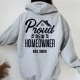 Proud New Homeowner 2024 First Home Buyer Women Women Oversized Hoodie Back Print Sport Grey