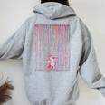 Rainbow Cute Unicorn Graffiti Women Oversized Hoodie Back Print Sport Grey