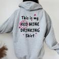 This Is My Red Wine Drinking Wine Women Oversized Hoodie Back Print Sport Grey