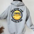 Release The Quackin I Love Duck Lovers Yellow Duck Women Oversized Hoodie Back Print Sport Grey