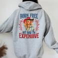 Retro Born Free But Now I'm Expensive Girl 4Th Of July Women Oversized Hoodie Back Print Sport Grey