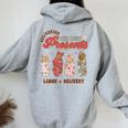 Retro Christmas Labor And Delivery Nurse Mother Baby Nurse Women Oversized Hoodie Back Print Sport Grey