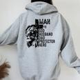 Retro Man Of God Husband Dad Protector Hero Dad Christian Women Oversized Hoodie Back Print Sport Grey