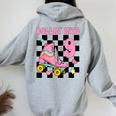 Rolling Into 9 Years Old Roller Skating Girl 9Th Birthday Women Oversized Hoodie Back Print Sport Grey