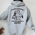 Santa Knows You've Been A Cunt Retro Christmas Xmas Women Oversized Hoodie Back Print Sport Grey