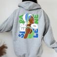 Sierra Leone Flag Ethnic African Heritage Black Woman Africa Women Oversized Hoodie Back Print Sport Grey