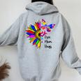 Sunflower Free Mom Hugs Butterfly Lgbt Pride Month Women Oversized Hoodie Back Print Sport Grey