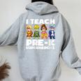 Super Hero Teacher Apparel I Teach Pre-K Superheroes Women Oversized Hoodie Back Print Sport Grey