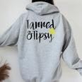 Tanned And Tipsy Summer Party Saying Humor Women Oversized Hoodie Back Print Sport Grey