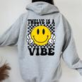 Twelve Is A Vibe 12Th Birthday Groovy Boys Girls 12 Year Old Women Oversized Hoodie Back Print Sport Grey