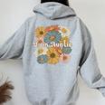 Twin Aunt Flowers Aunt Of Twins Twin Auntie Of Twins Women Oversized Hoodie Back Print Sport Grey