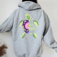 I Have Two Titles Mom And Nana Turtle Lover Mother's Day Women Oversized Hoodie Back Print Sport Grey